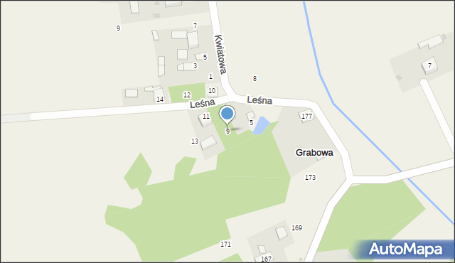 Grabowa, Leśna, 9, mapa Grabowa