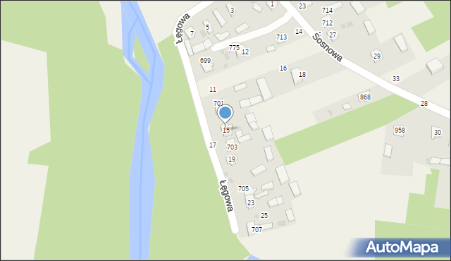 Grębów, Łęgowa, 15, mapa Grębów