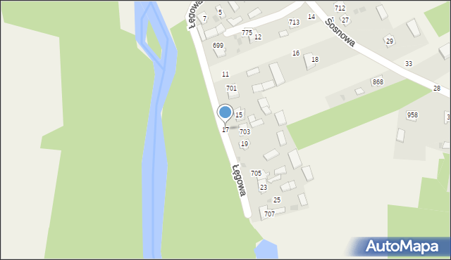 Grębów, Łęgowa, 17, mapa Grębów