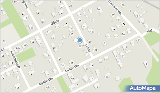 Grodzisk Mazowiecki, Leśna, 11, mapa Grodzisk Mazowiecki
