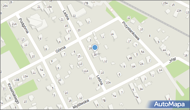 Grodzisk Mazowiecki, Leśna, 14, mapa Grodzisk Mazowiecki