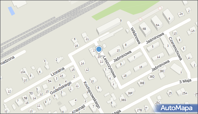 Grodzisk Mazowiecki, Leszczynowa, 13, mapa Grodzisk Mazowiecki