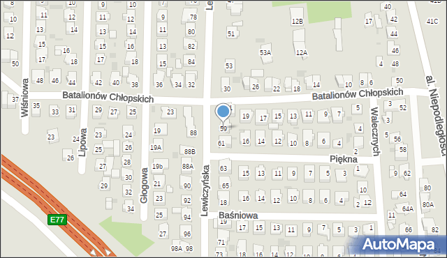 Grójec, Lewiczyńska, 59, mapa Grójec