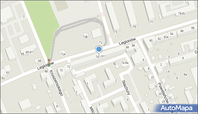 Grudziądz, Legionów, 74-80, mapa Grudziądza