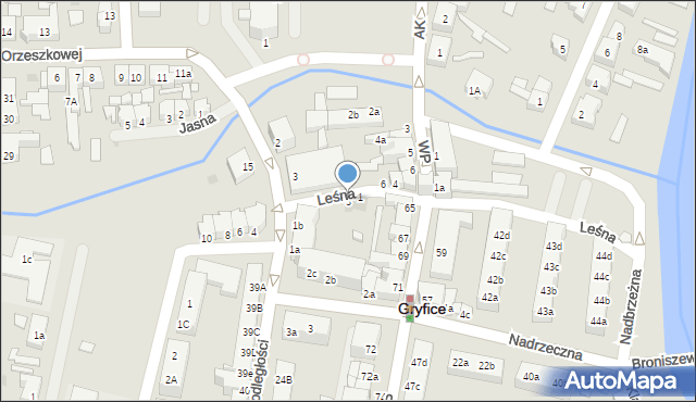 Gryfice, Leśna, 3, mapa Gryfice