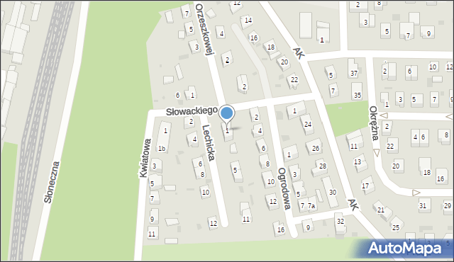 Gryfino, Lechicka, 1, mapa Gryfino