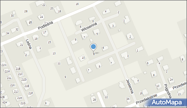 Grzędzice, Letnia, 8, mapa Grzędzice