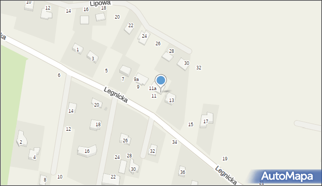 Grzybiany, Legnicka, 11b, mapa Grzybiany