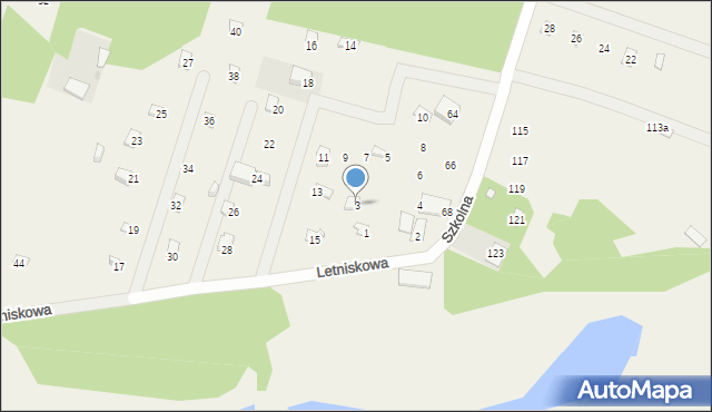 Gulczewo, Letniskowa, 3, mapa Gulczewo