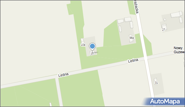 Guzew, Leśna, 10, mapa Guzew