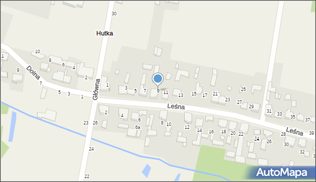 Hutka, Leśna, 9, mapa Hutka