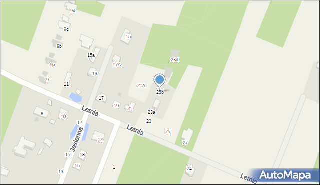 Jachranka, Letnia, 23b, mapa Jachranka