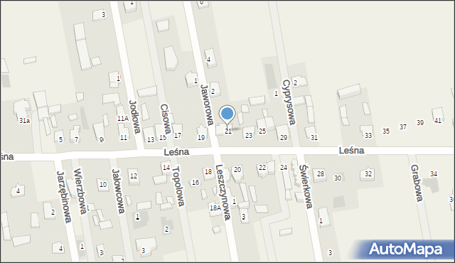 Janiszew, Leśna, 21, mapa Janiszew