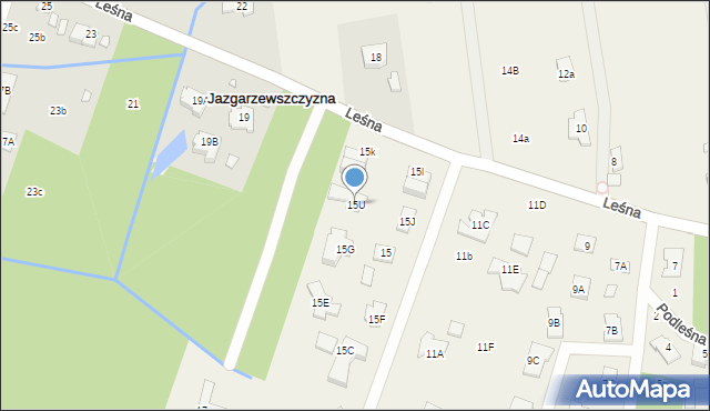 Jazgarzewszczyzna, Leśna, 15U, mapa Jazgarzewszczyzna