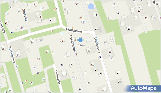 Jedlicze B, Letniskowa, 20, mapa Jedlicze B