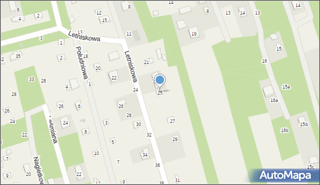 Jedlicze B, Letniskowa, 25, mapa Jedlicze B