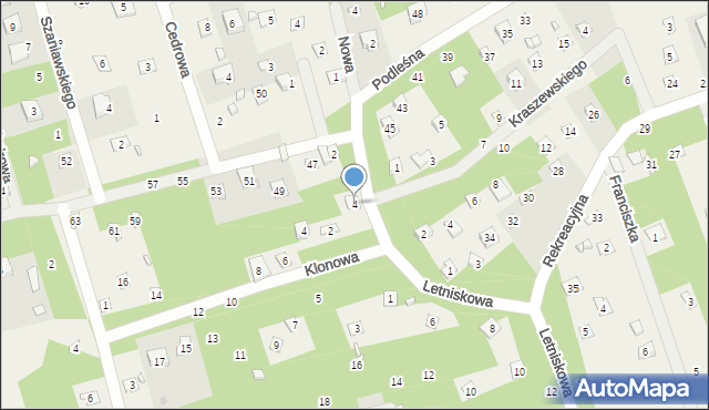 Jedlicze B, Letniskowa, 4, mapa Jedlicze B
