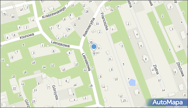 Jedlicze B, Letniskowa, 5, mapa Jedlicze B