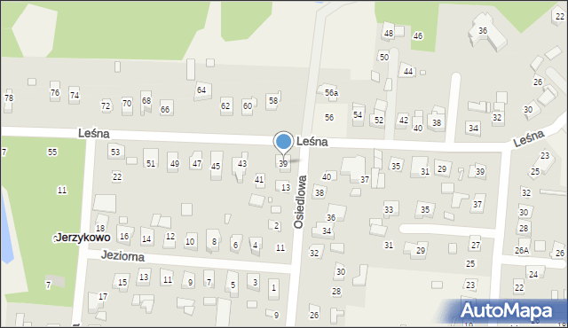 Jerzykowo, Leśna, 39, mapa Jerzykowo