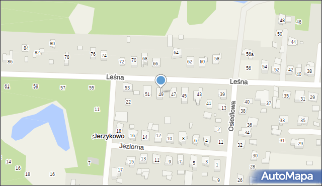 Jerzykowo, Leśna, 49, mapa Jerzykowo
