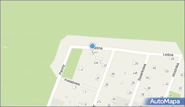 Jerzyska, Leśna, 3, mapa Jerzyska