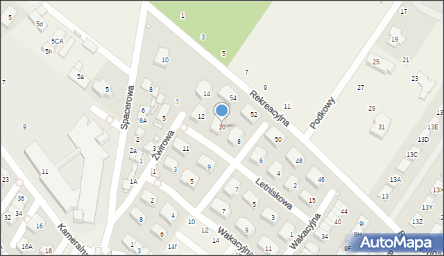 Józefosław, Letniskowa, 10, mapa Józefosław