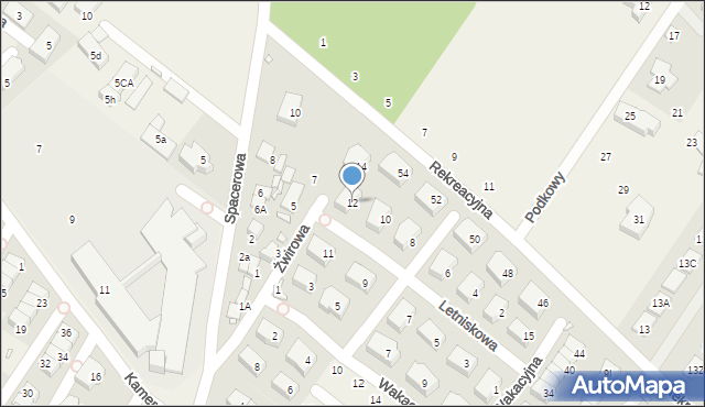 Józefosław, Letniskowa, 12, mapa Józefosław