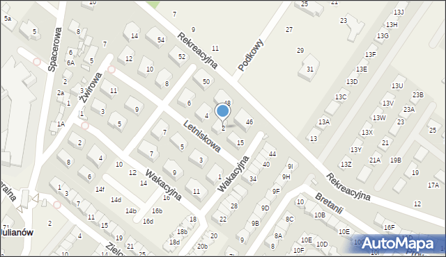 Józefosław, Letniskowa, 2, mapa Józefosław