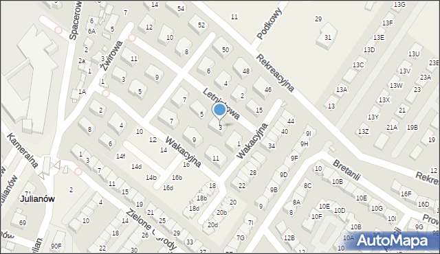 Józefosław, Letniskowa, 3, mapa Józefosław