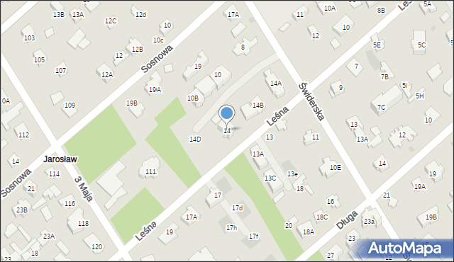 Józefów, Leśna, 14, mapa Józefów