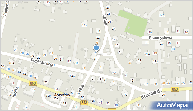 Józefów, Leśna, 3A, mapa Józefów
