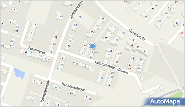 Julianów, Leszczynowy Zaułek, 13, mapa Julianów