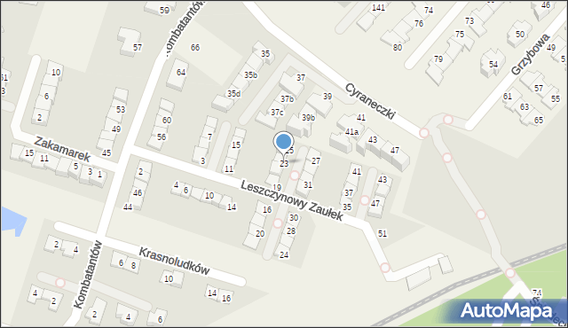 Julianów, Leszczynowy Zaułek, 23, mapa Julianów
