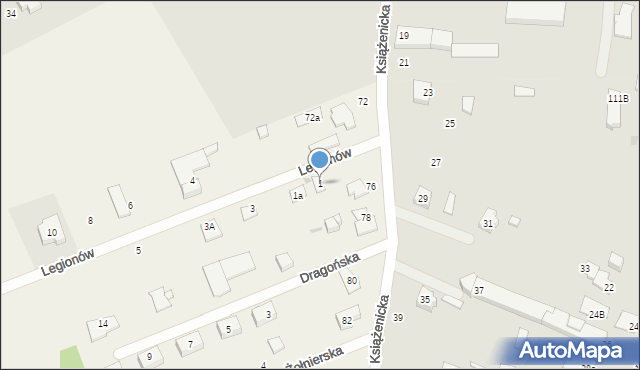 Kady, Legionów, 1, mapa Kady