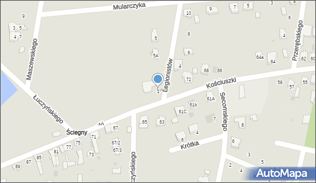 Kamieńsk, Legionistów, 1, mapa Kamieńsk