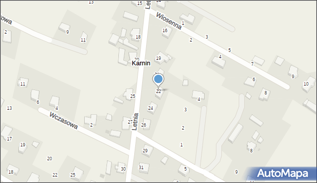 Karnin, Letnia, 22, mapa Karnin