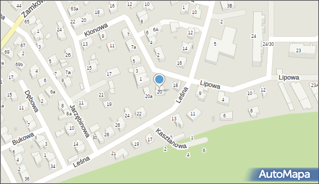 Kartuzy, Leśna, 20, mapa Kartuzy