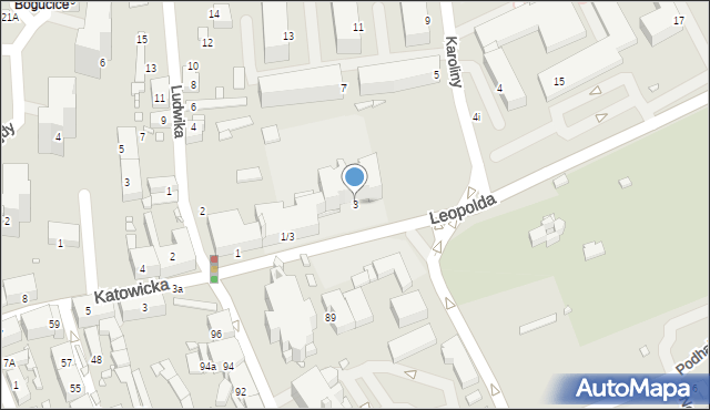 Katowice, Leopolda, 3, mapa Katowic