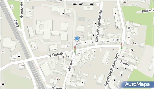 Katowice, le Ronda Henryka, gen., 12, mapa Katowic