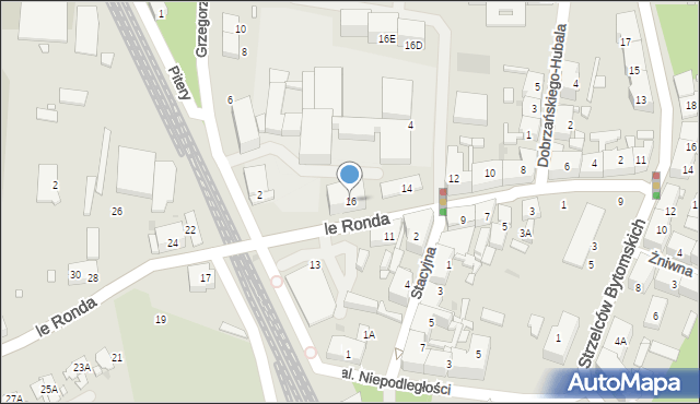 Katowice, le Ronda Henryka, gen., 16, mapa Katowic