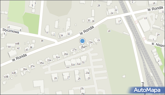 Katowice, le Ronda Henryka, gen., 25A, mapa Katowic