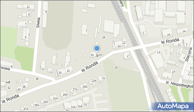 Katowice, le Ronda Henryka, gen., 28, mapa Katowic