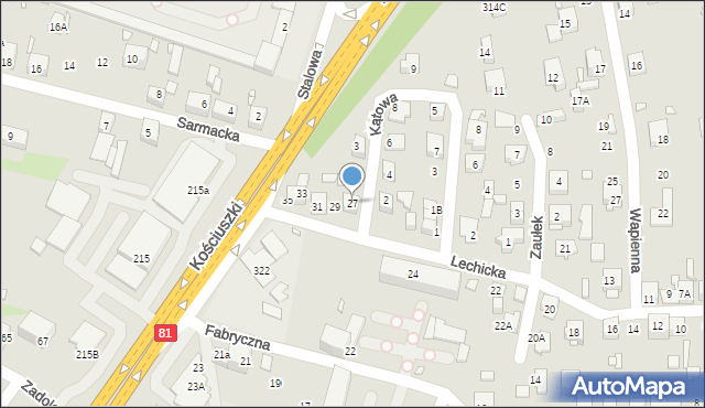 Katowice, Lechicka, 27, mapa Katowic