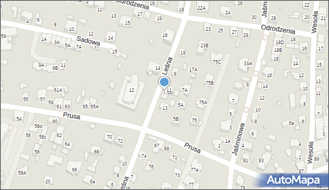 Katowice, Leśna, 5, mapa Katowic