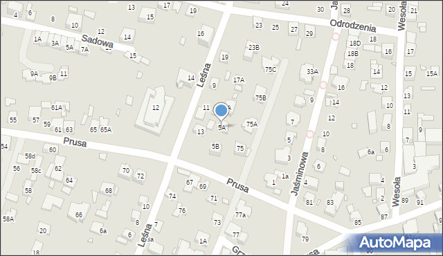 Katowice, Leśna, 5A, mapa Katowic