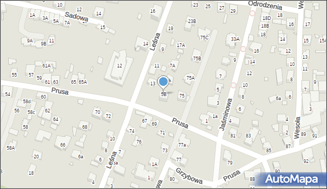 Katowice, Leśna, 5B, mapa Katowic