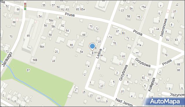 Katowice, Leśna, 6, mapa Katowic