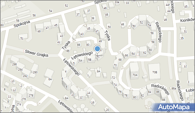 Katowice, Łętowskiego Stanisława, 5C, mapa Katowic
