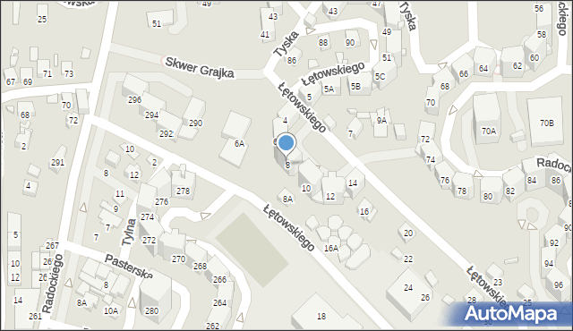 Katowice, Łętowskiego Stanisława, 8, mapa Katowic
