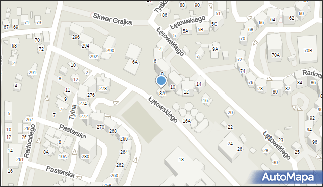 Katowice, Łętowskiego Stanisława, 8A, mapa Katowic